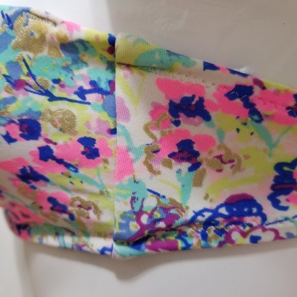 Victoria's Secret bikini top 32C strapless bandeau colorful floral ruched beach - Picture 9 of 14